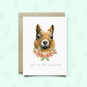 Carte de Noël écureuil « Joy To the Squirrel » | | de cartes de vacances | de carte Punny Drôle de carte | | SeasonalCard Carte de vœux écureuil| Carte mignonne