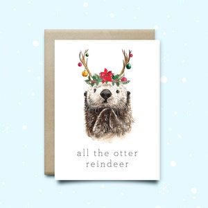 Carte de Noël loutre, carte de vœux, carte de petit chien, carte drôle, carte de saison, carte de Noël drôle, carte de loutre, carte de Noël de petit chien, cadeau loutre