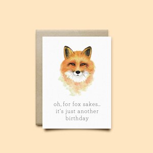 Fox Birthday Card, Birthday Card, Fox Card, Fox gift, funny birthday card, funny Fox card, punny card, cute card, for fox sakes, animal card