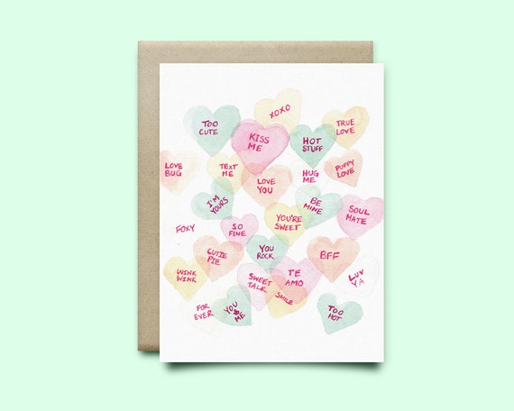 Candy Hearts Valentine - Letterpress Greeting Card – And Here We Are