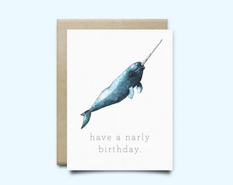 Narwhal Greeting Card,Narwhal Birthday Card,Narwhal Card, Narwhal Funny Card,Puns,kids birthday card, narwhal gift, narwhal theme,whale card