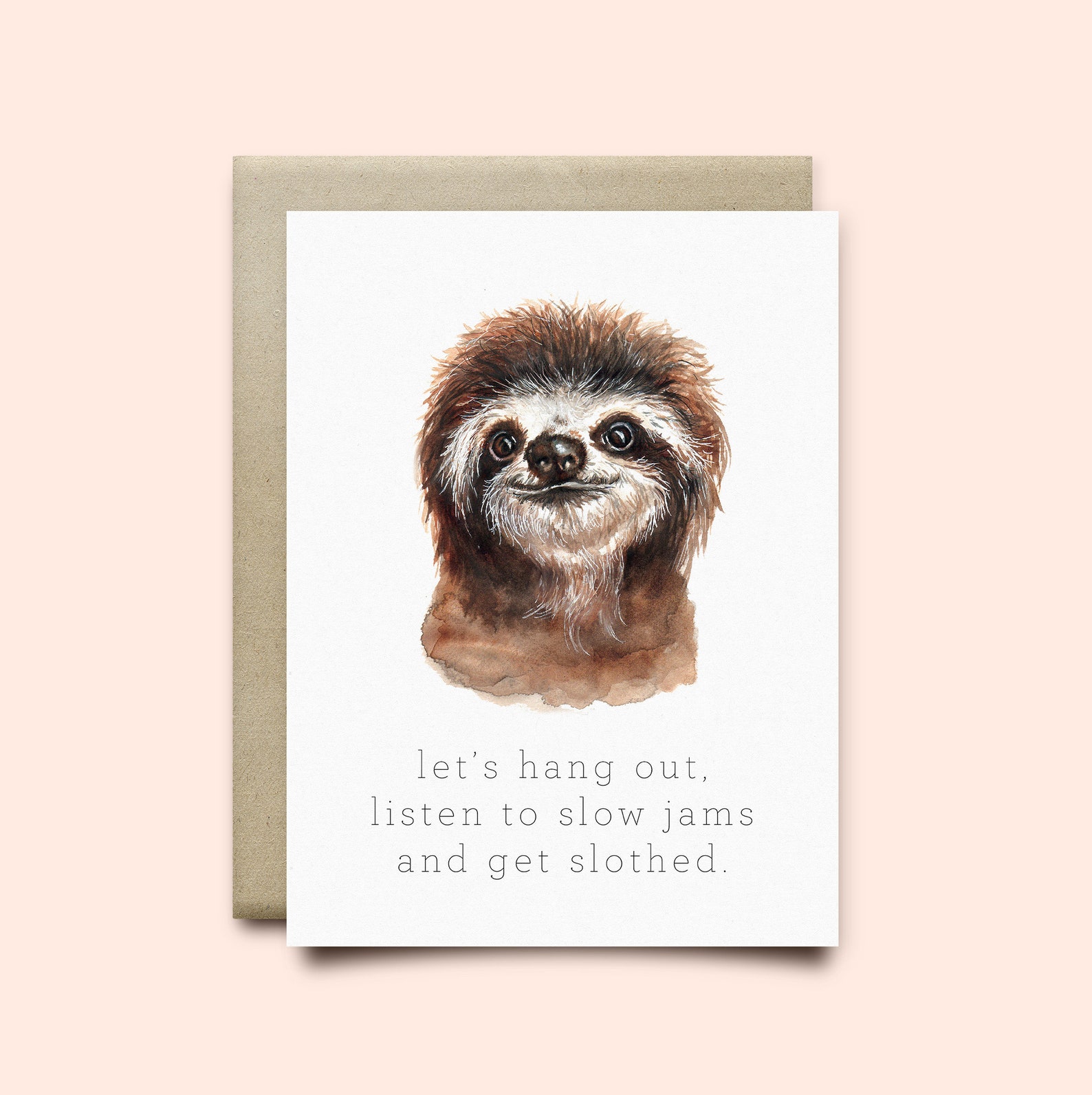 Sloth Greeting Card Birthday Cardwatercolor Cardjust Etsy