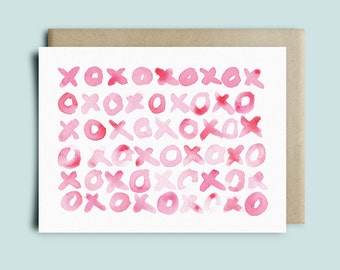 XOXO Greeting Card | Valentine's Day Card | Love Card|Birthday Card|Watercolor Card|love card|sympathy card| wedding card |anniversary card