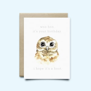 Carte d'anniversaire hibou | carte d'anniversaire | Aquarelle | Carte hibou | cadeau hibou, carte d'anniversaire drôle, carte hibou drôle, carte calembour, carte chouette mignonne