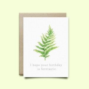 DRUCKBARE Farn Grußkarte ""I hope your birthday is ferntastic"" | Geburtstagskarte | Aquarell Karte, druckbare Karte, druckbare Geburtstagskarte