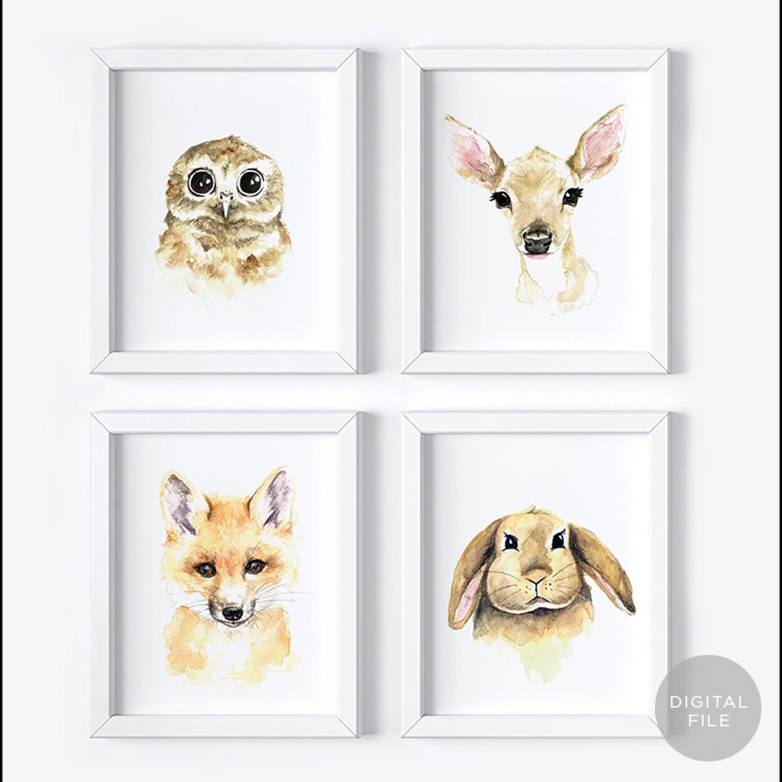 Printable Woodland Animals Nursery Decor Set of 4 Baby - Etsy