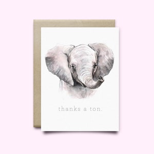 Merci A Ton Elephant Aquarelle Carte de Vœux. | | de la carte de remerciement carte d’éléphant | | de cartes de vœux de remerciement carte de jeu de mots d’éléphant | carte de remerciement