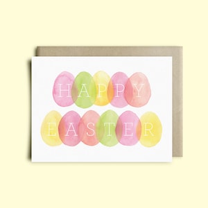Carte de Pâques | aquarelle Easter Egg Card | carte de vœux de Pâques, carte de Pâques heureuse, cadeau de Pâques, carte mignonne, cadeau de Pâques, oeuf de Pâques,