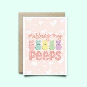 Peeps Carte de Pâques | aquarelle Carte de Pâques | carte de voeux de Pâques, carte heureuse de Pâques, cadeau de Pâques, carte mignonne, cadeau de Pâques, carte de peeps