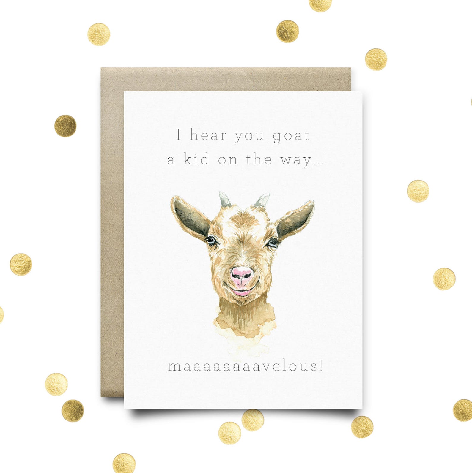 Goat/kid New Baby Greeting Card Congratulations Watercolor - Etsy