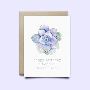 Carte de voeux succulente « Joyeux anniversaire. J'espère qu'elle ne réussira pas » | carte d'anniversaire | Aquarelle | Carte drôle|carte succulente | Carte Punny