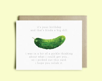 PRINTABLE Pickle Greeting Card  | Birthday Card | Watercolor Card, printable card, printable birthday card, funny card, pickle card,pun card