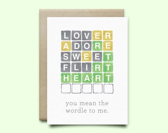 Wordle LOVE Card | Valentine's Day Card |Anniversary card,valentines day,wordle card, funny valentine,cute card,funny card,wordle lover