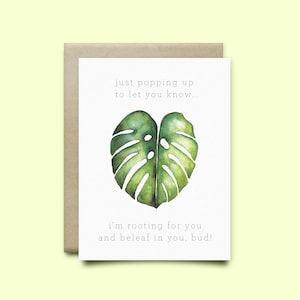 Carte de vœux de l’usine. Je suis l’enracinement pour vous et beleaf en vous, bourgeon », Carte d’encouragement, Carte aquarelle, Carte drôle, carte de cancer, carte d’amitié