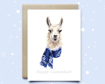 Hanukkah Card | Holiday Card | Llama Card | Funny Hanukkah Card | Punny Card | Hanukkah Gift,Seasonal Card,happy Hanukkah greeting,Llamakkah