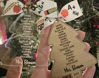 Personalized Teacher Christmas Ornament, Custom Class Gift