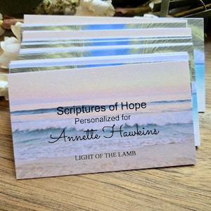 Cartões de Escritura Personalizados para Mulheres, Presente de Versículo Bíblico Personalizado, Encorajamento Cristão, Presente Baseado na Fé para Ela, Batismo, Presente de Praia