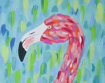 Flamingo Abstract Painting, READY TO SHIP! 18" x 24" Original Acrylic on Stretched Canvas