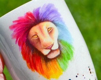 Love is Love Stolz, LGBTQ + Pride, Glitzerbecher, Regenbogenbecher, Regenbogenlöwe, Regenbogengeschenk, LGBTQ + Geschenk, Pridegeschenk WÄHLEN Sie Ihre Größe