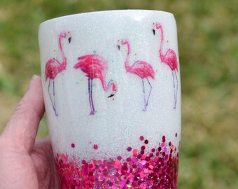 READY to SHIP!  20oz Flamingo Tumbler. Stainless Steel Insulated with a lid!