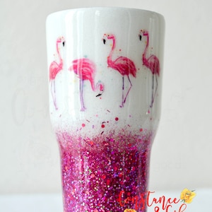 In a Flock of Pigeons be a Flamingo Tumbler OR Water Bottle, Flamingo Tumbler, Glitter Tumbler, Flamingo Gift, Flamingo Tumbler, Watercolor