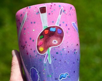 Might Be Coffee, Might Be Paint Water Artist, Crafter, Maker Glitter Tumbler, *Available in Multiple Sizes and Shapes