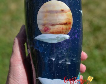 READY to SHIP! Beluga In Outter Space, 20oz Stainless Steel Insulated Tumbler, Space, Beluga Whales, Outterspace,