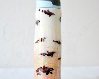 Killer Whale Orca Confetti Glitter Stainless Steel Double Walled Tumbler, ***Available in multiple sizes