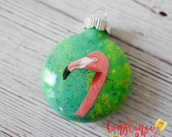 Hand Painted Flamingo Ornament, Flamingo Art, Flamingo Decor, Flamingo Love, Flamingo Gift, Hand-painted flamingo, Flamingo Ornament