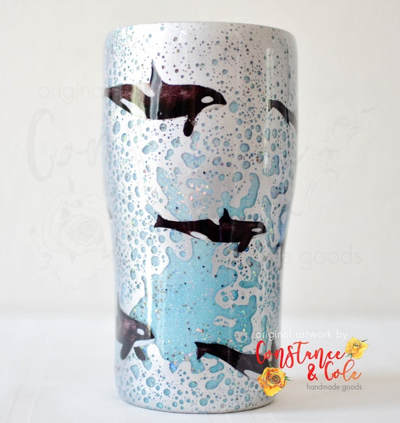 Bubble Orca Killer Whale Glacier Tumbler, Stainless Steel