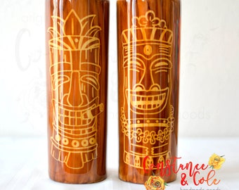 Tiki Wood Grain Tumbler, *READ Size Description and select your size* Hawaii, Polynesia, Maori, Easter Island, Tiki Statue