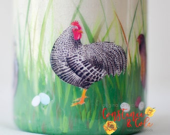 Chicken Tumbler, Barred Rock, Silkie, Easter Egger with Eggs Custom Stainless Steel Tumbler, *Available in MULTIPLE SIZES, Fancy Ornamental