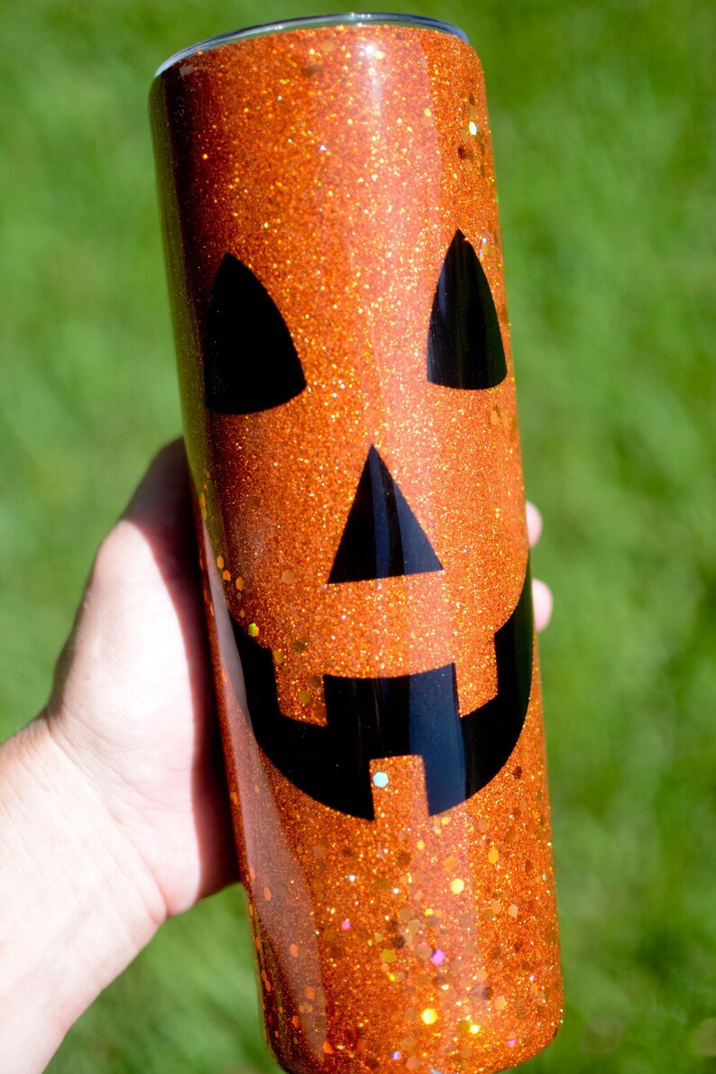 READY TO SHIP Jack O Lantern Glitter Tumbler 2 sizes to choose from