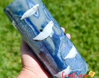 Made to Order Beluga Whale Glacial Tumbler Available in a Myriad of Sizes, Please Read Listing, Gift for her, Beluga Gift