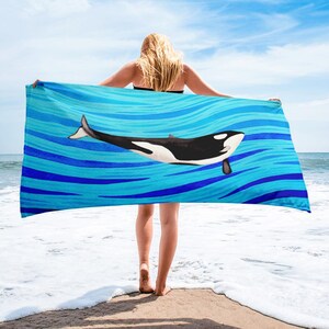 Orca Whale Watercolor Towel, Killer Whale Towel, Orca Whale Gift, Orca Whale Decor, Killer Whale Gift, Killer Whale Decor, Killer Whale Gift