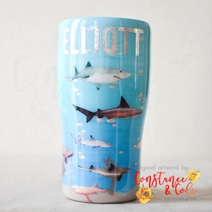I love Sharks, Watercolor Sharks, Shark Tumbler *Available in multiple sizes!*