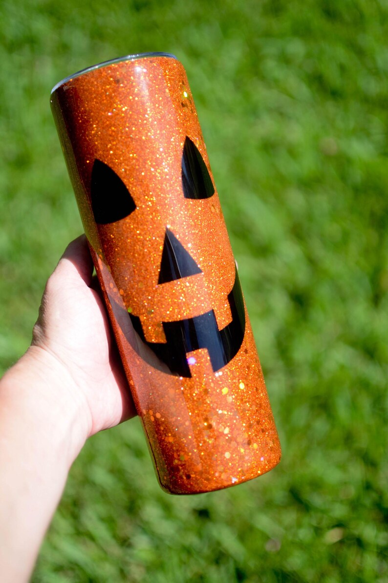 READY TO SHIP Jack O Lantern Glitter Tumbler 2 sizes to choose from