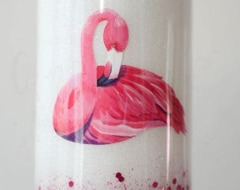 Flamingo monogram namnmugg, glittrig mugg, smal mugg, glittrig kopp, flamingomugg, monogrammugg, personlig mugg