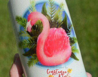 If You Can Be Anything, Be a Flamingo, New Tropical Flamingo Design, Water Color Flamingo, Tropical Plants *Available in many sizes*