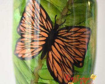 Butterfly Transformation Quote Stainless Steel Tumbler, Caterpillar, Monarch Butterfly, Sympathy, Endurance, Strength (SELECT YOUR SIZE!)