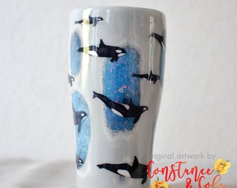 NEW Orca Killer Whale Glacier Tumbler, *Available in multiple sizes*, Orcinus orca, Toothed Whale, Arctic, Ocean Mammals, Puget Sound