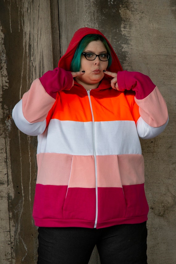 Lesbian Pride Flag Hoodie orange and Pink Etsy UK