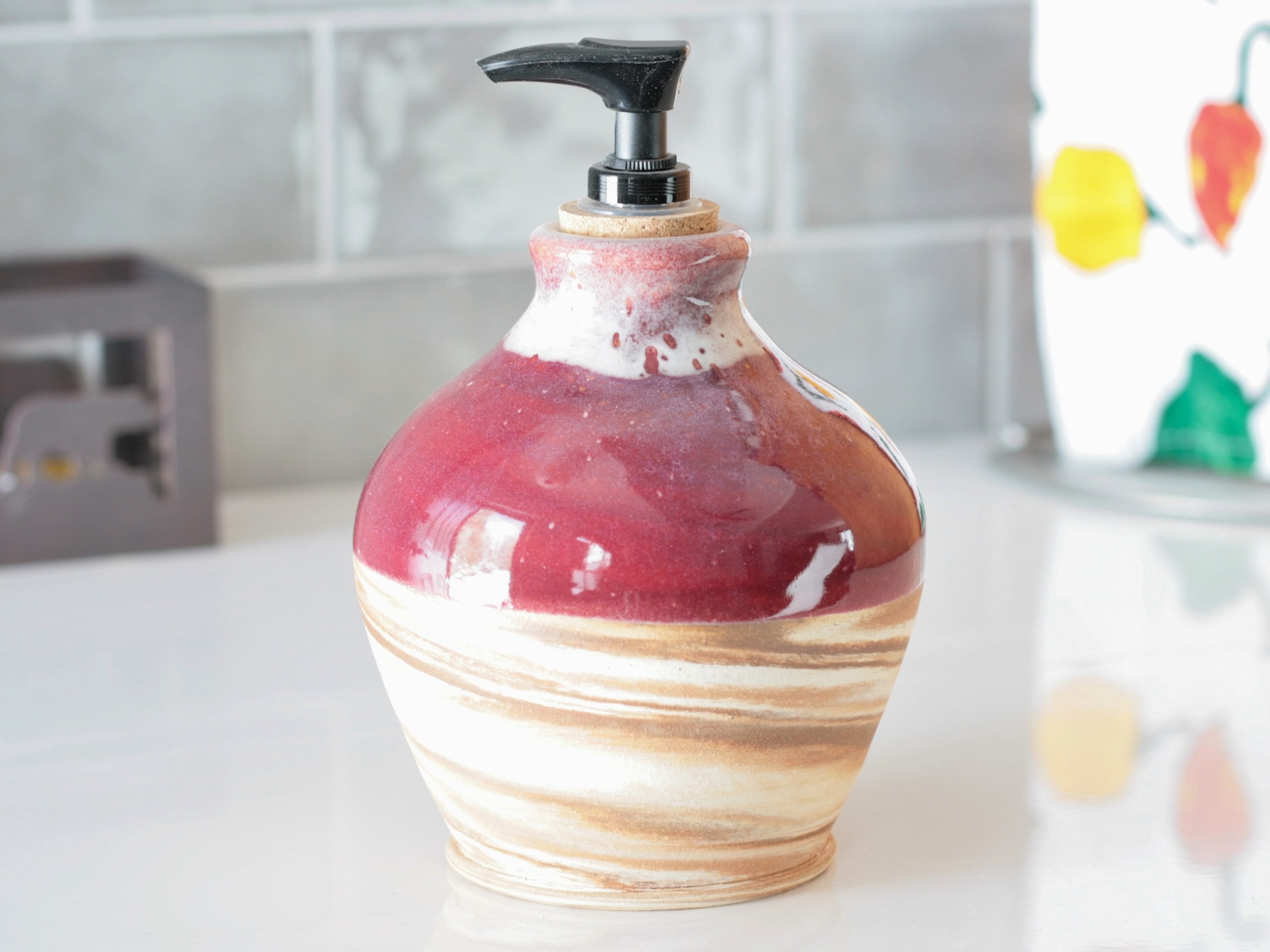 Handmade Ceramic Pottery Soap Dispenser with Swirled Agateware Etsy