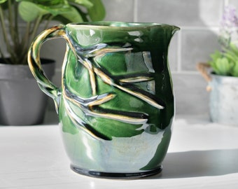 Medium Pitcher Serving Pitcher Water Pitcher Handmade Pitcher Ceramic pitcher Green Pitcher Organic Pitcher