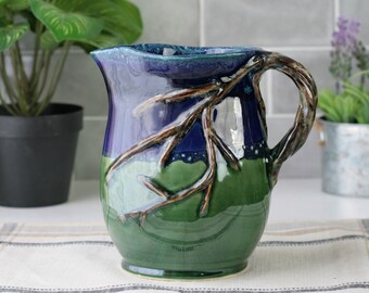 Medium Pitcher Serving Pitcher Water Pitcher Handmade Pitcher Ceramic pitcher Blue and Green Pitcher Organic Pitcher