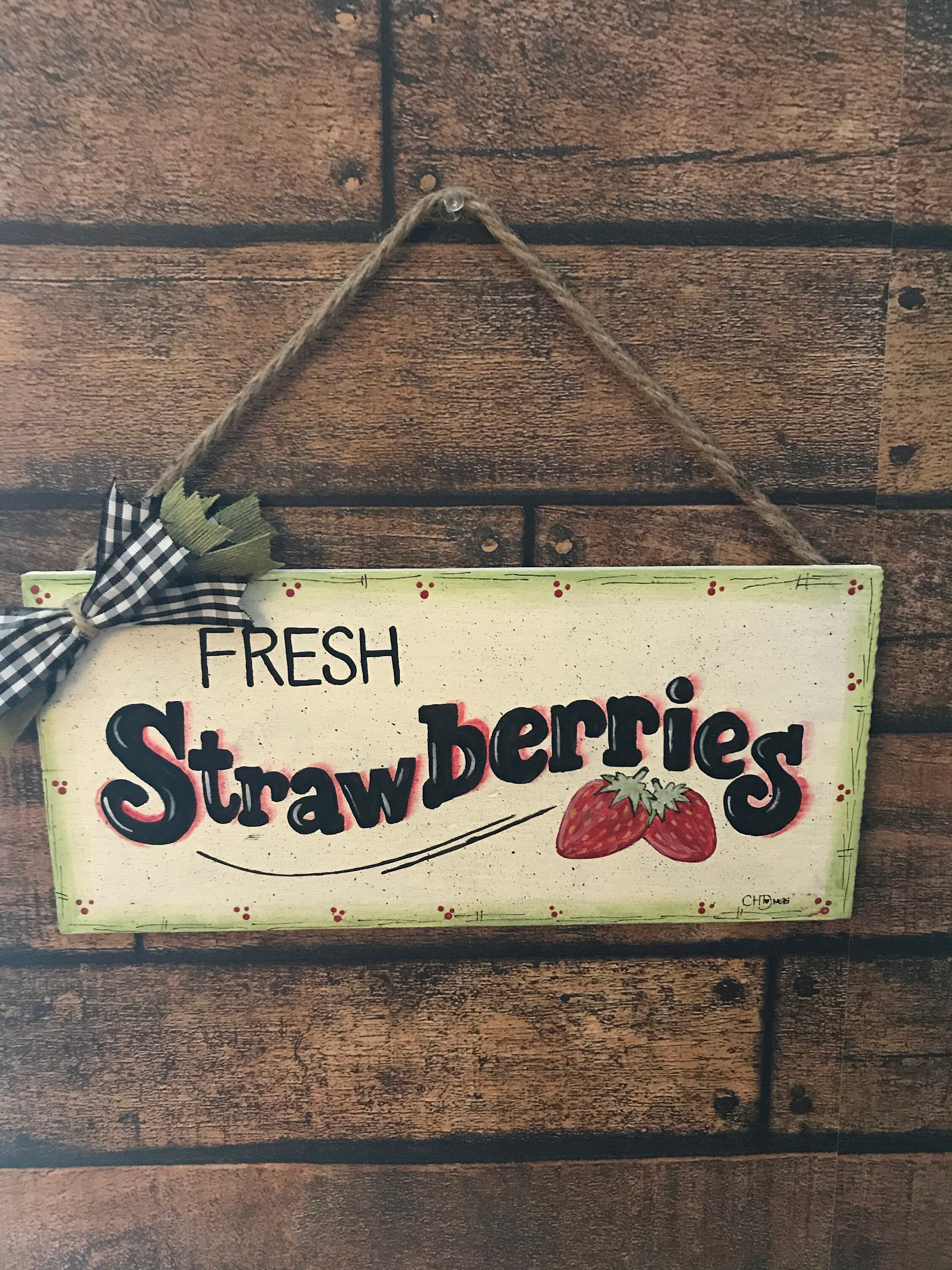 Fresh Strawberries/Wooden Wall Sign Etsy