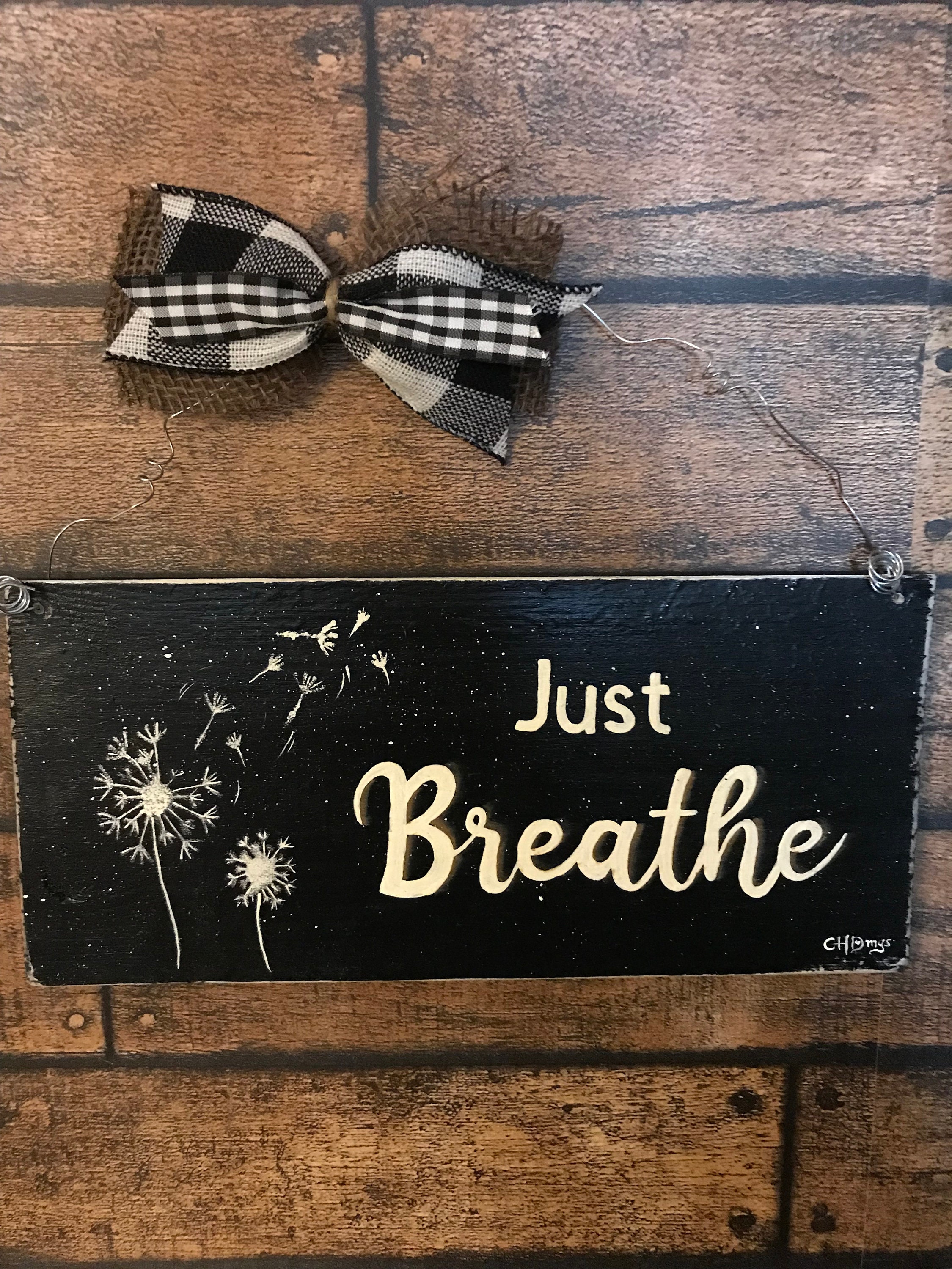 Just Breathe/Wooden Sign Etsy