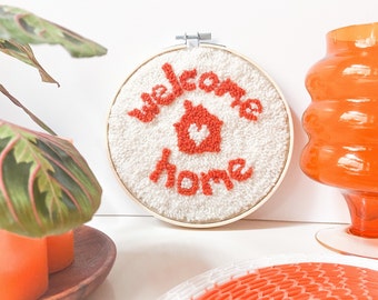 punch needle pattern PDF / 'welcome home' punch needle kit / DIY craft / new home housewarming gift / embroidery pattern download / easy DIY