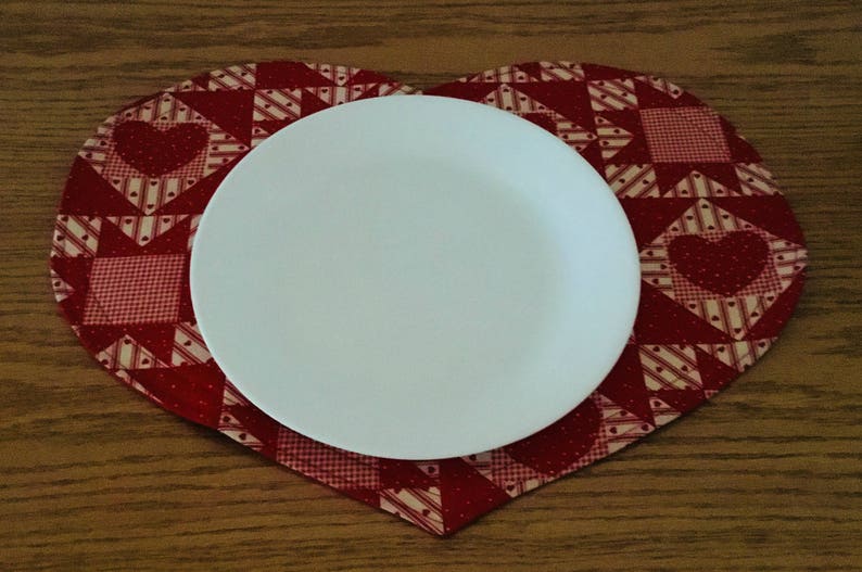 Quilted Heart Shaped Placemats Set of 4 Etsy