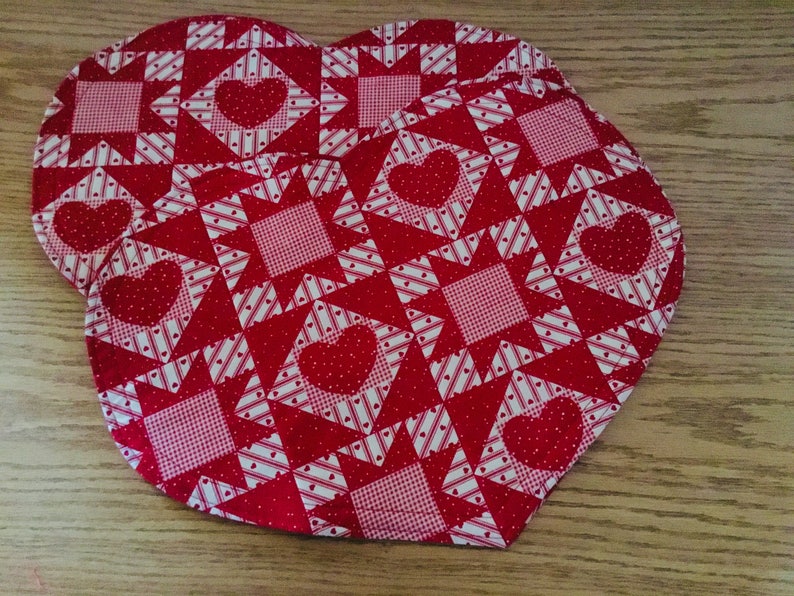 Quilted Heart Shaped Placemats Set of 4 Etsy